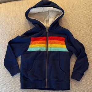 Hanna Andersson Navy Hoodie with Rainbow Stripes NWOT